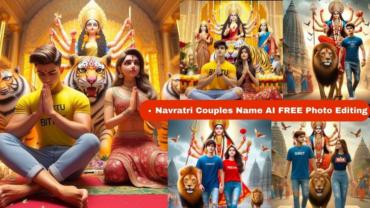 Navratri Couples Name AI FREE Photo Editing Prompt 2024