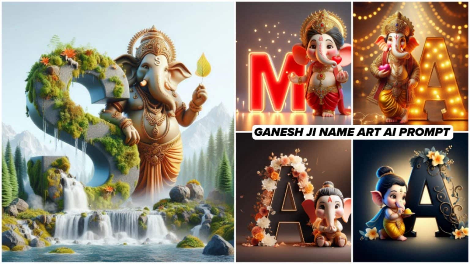 Ganesh Chaturthi 2024: 3D Name Art AI Image Prompts